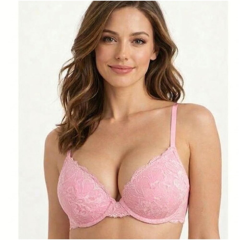 VS Bombshell Inspired Adds 2 Cups Ultimate Pushup Bra 38C Pink Lace